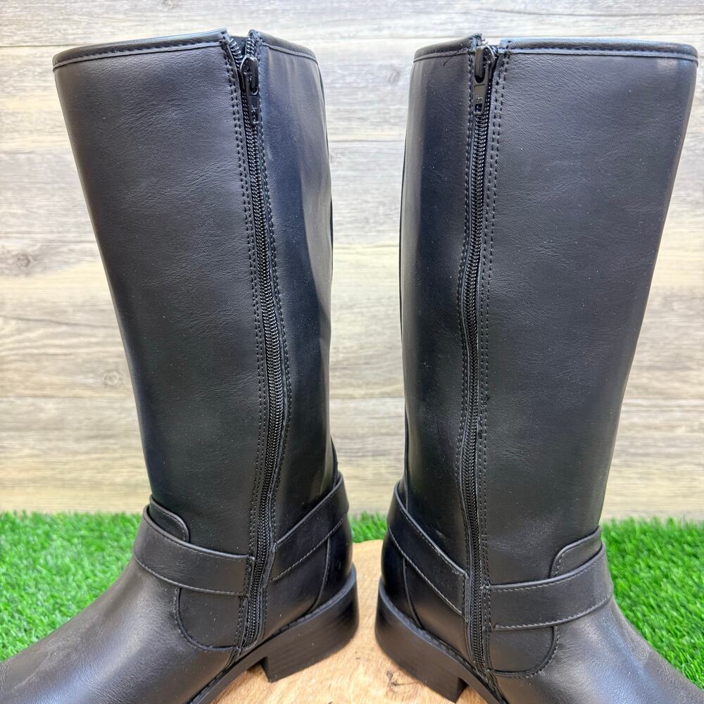 NEW Madden NYC Youth - Size 5 - Black Faux Leather Tall Fashion Moto Boots - Picture 4 of 10